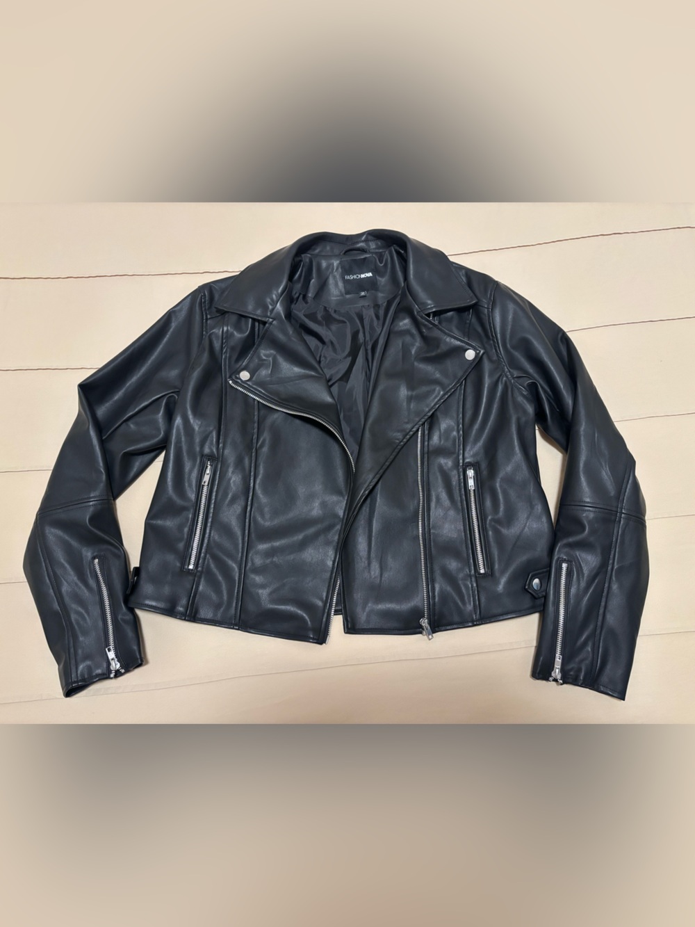 Fashion Nova Black Faux Leather Moto Jacket